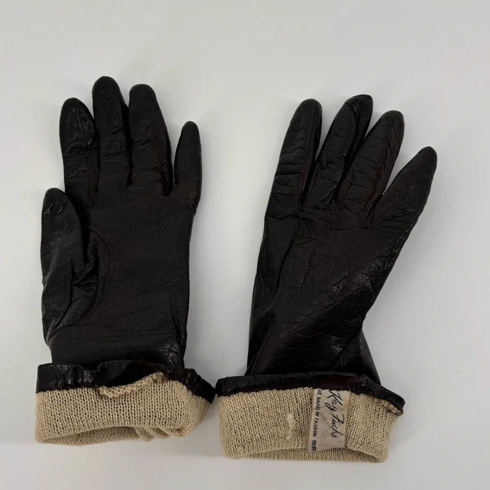 Vintage Black Leather Gloves – Classic Mid-Length Style